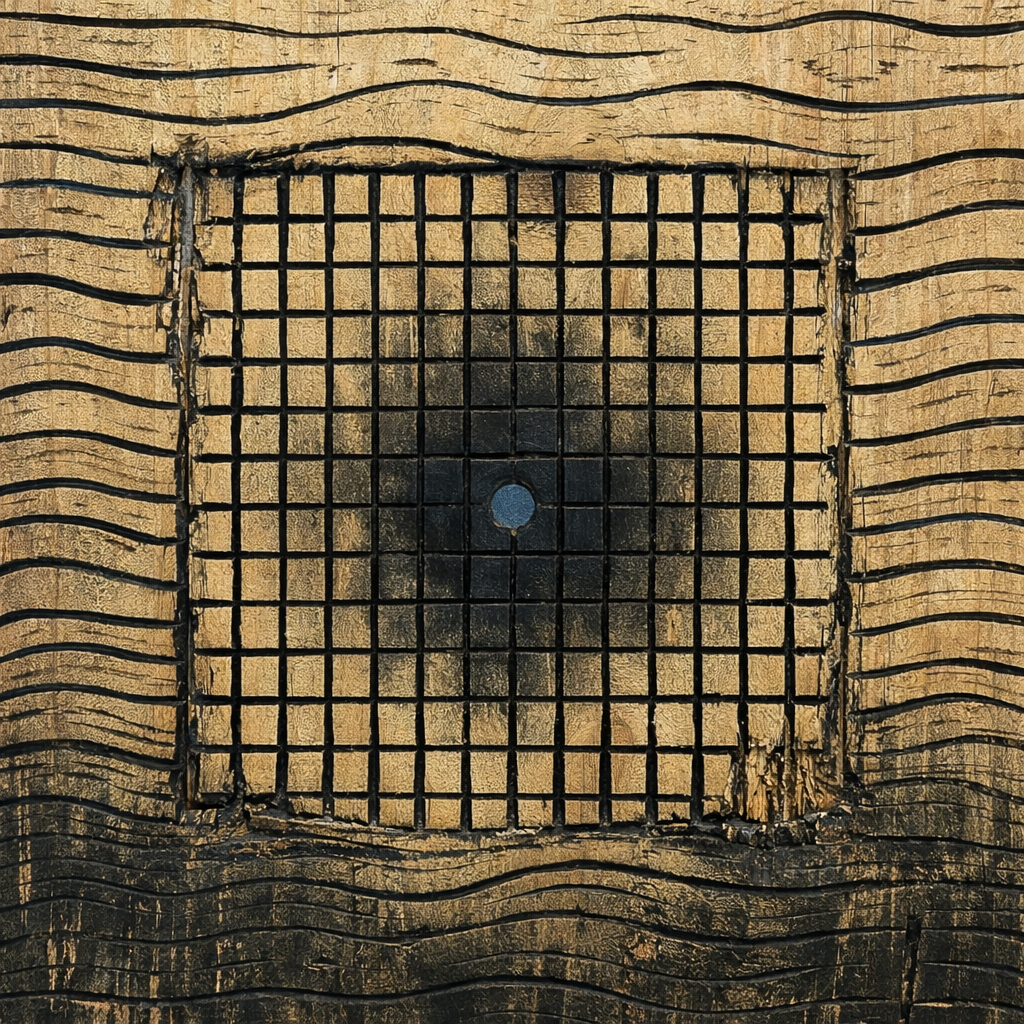 Counterpoint — carved grid woodblock