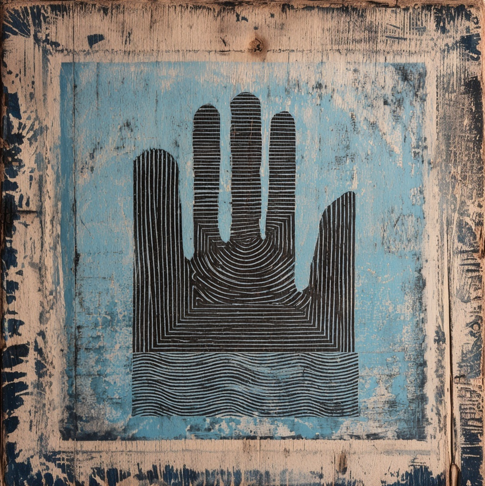 Counterpoint — hand linocut